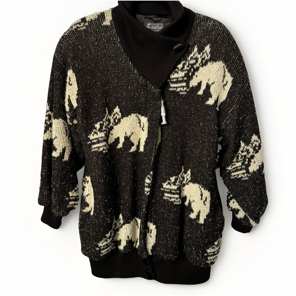 Tundra Full‎ Zip Women's Med Heavy Wool Lined Polar Bear Jacket Y2K Parka